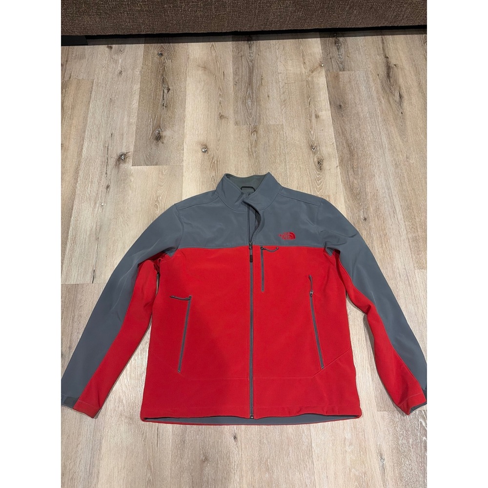 The North Face Mens Softshell Jacket Red Grey Large Full Zip